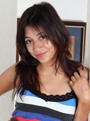 Cute Latina Rocky strips off her tight jeans and panties